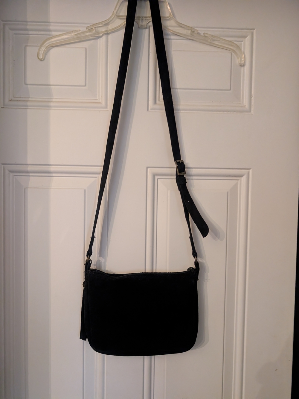 Minnetonka Black Suede Crossbody Bag